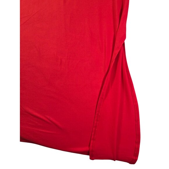 Zenana Maxi Dress Womens XL Red Brushed V-Neck Pockets Side Split Casual  New - Picture 6 of 11